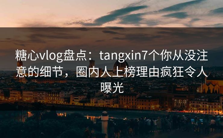 糖心vlog盘点：tangxin7个你从没注意的细节，圈内人上榜理由疯狂令人曝光
