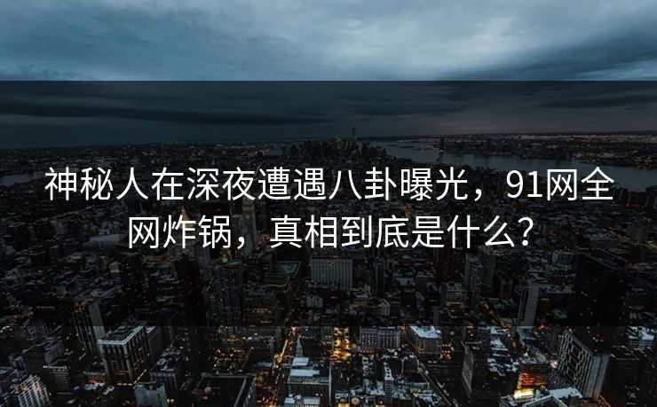 神秘人在深夜遭遇八卦曝光，91网全网炸锅，真相到底是什么？