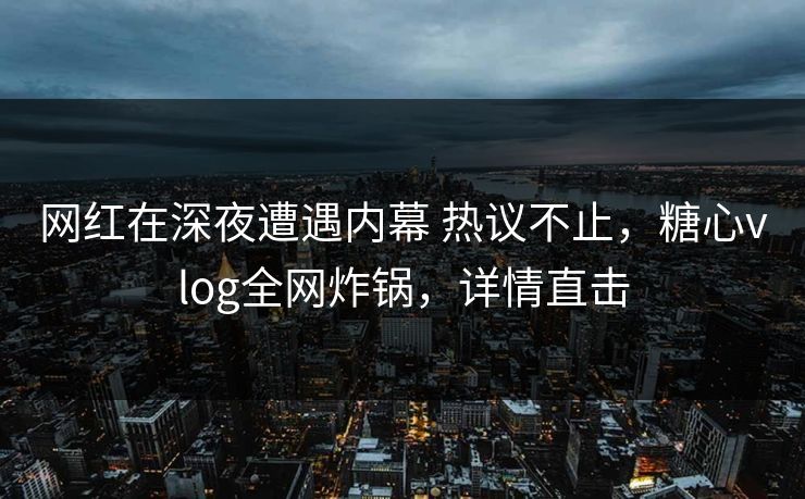 网红在深夜遭遇内幕 热议不止，糖心vlog全网炸锅，详情直击